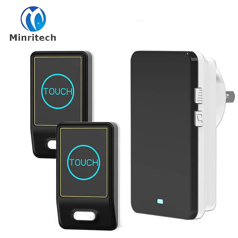 

New EU/US/UK/AU Plug Touch Doorbell 2 Touch Transmitter+ 1 Receiver Wireless Waterproof Door Bell 36 Chord Ringtones Doorbell