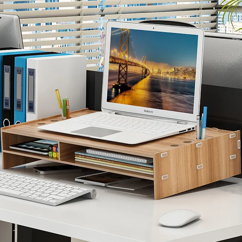 

Wooden Desktop Monitor Stand Riser Holder Over Keyboard Desk Organizer Case Storage Box For Computer Laptop TV