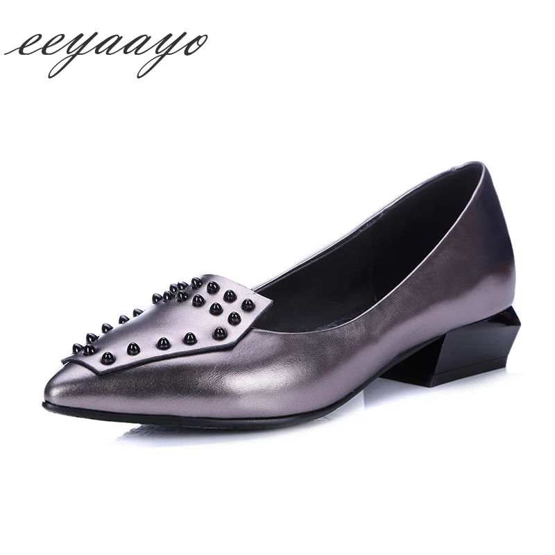 Sottopiede Rosso Pelle Donna Signora gun Pompe Da Punta Di Cinghiale Ufficio In Casual Vera Color A Rivetti Morbido Mucca Con Brillante Della Scarpe Autunno Rosso thrQBsdCx