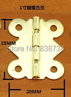 

100pcs 20*25MM Steel with Brass Plated Cabinet Door Hinge 4 Holes Butterfly Golden Tone
