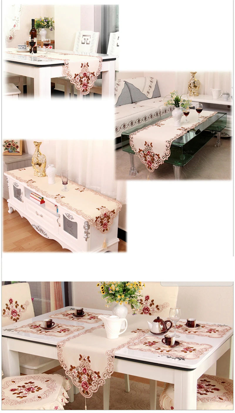  Europe Style Wedding Tablecloth Embroidered Floral Fabric Tableclothes For Rectangular Tables Tea Table Cloth For Table Cover