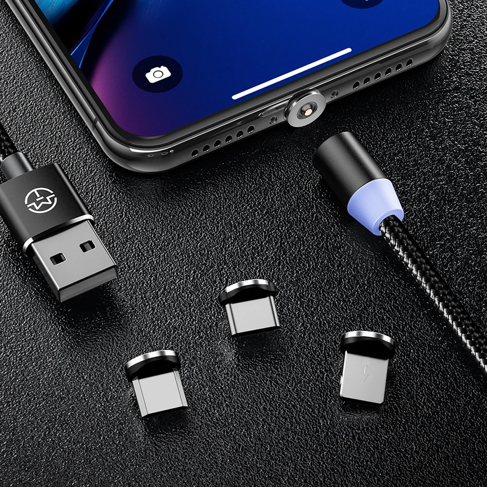 Магнитный кабель CaseMe 3 в 1 со светодиодной подсветкой для iPhone XS Max нейлоновый