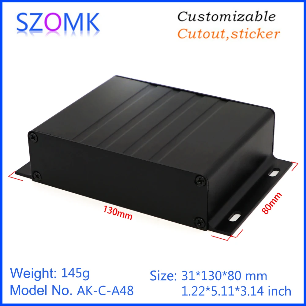 

1 piece, 31*130*80mm wall mounting aluminum box szomk aluminum extrution housing amplifier aluminum enclosure for pcb design