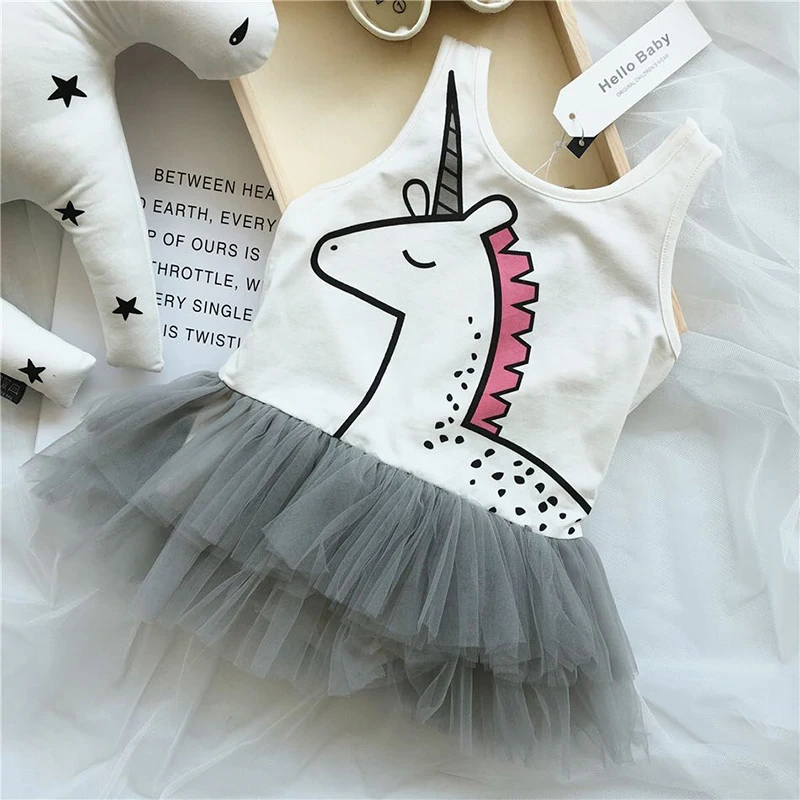 

Ins Fashion Cartoon Unicorn Dress For Baby Girls Tutu Dress Ball Gown Dresses For Party Wedding Toddler Girl Dresses 1-5T