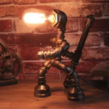 

Loft industrial wind retro plumbing robot LED table lamp free shipping bed lamp bedside lamp 2