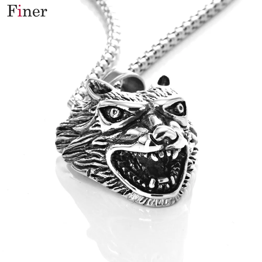 

Titanium steel Wolf necklace Richard the Wolfheart Pendant stainless steel in chain Men's necklace