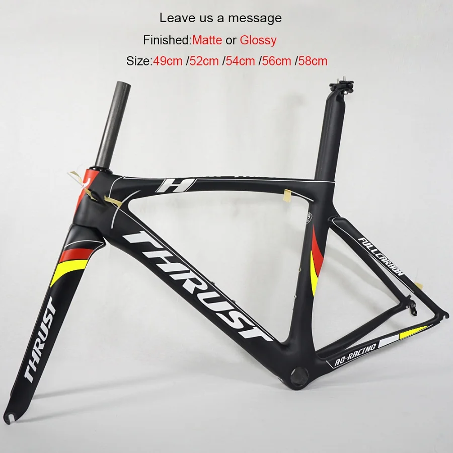 red and yellow Упорная карбоновая рама для шоссейного велосипеда карбоновая рама T1000 гоночный Китай рама велосипеда V тормоз - Цвет: red and yellow