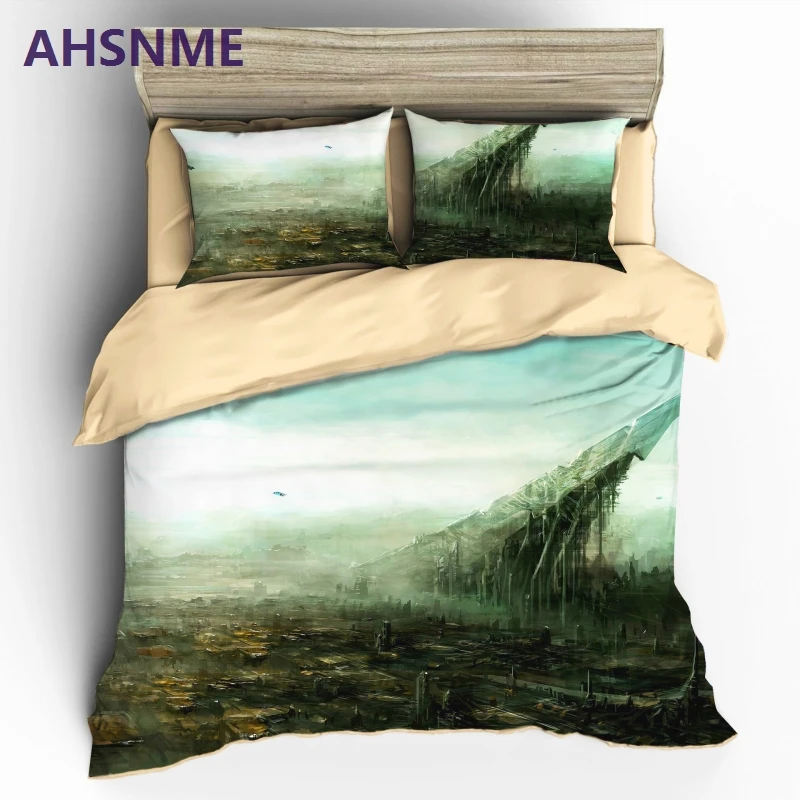 Ahsnme High Definition 3d Print Sci Fi City Duvet Cover Set