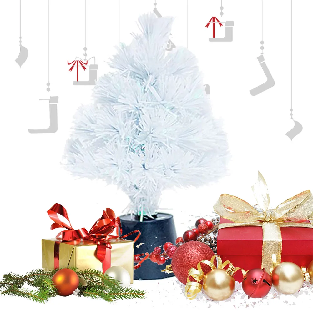 Светодиодный мини-светильник для рождественской елки, USB, волоконно-оптическая Рождественская елка, ночник, ПВХ 30 см, Рождественское украшение для стола