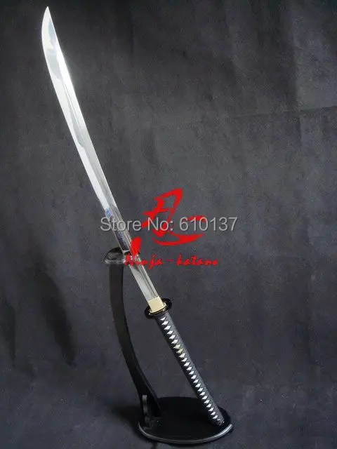 

117CM battle ready japanese black naginata katana sword musashi tsuba sharpened