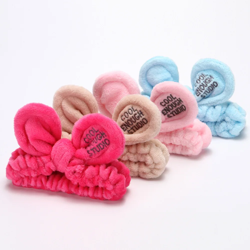 

Cute Big Ears Headband Wash Face Bathing Hair Holder Elastic Headband Girls Coral Fleece Hairbands Hair Accessories for Wom