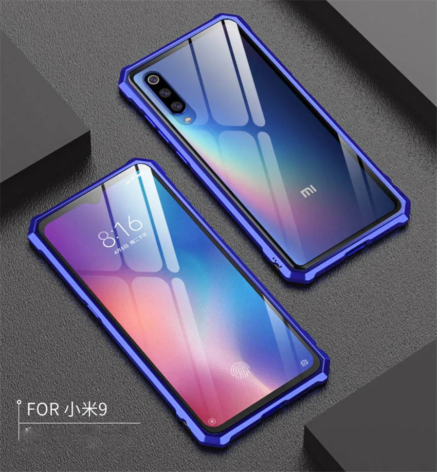 For Xiaomi Mi 9 Case Metal Bumper Glass Back Cover For Xiaomi 9 mi9 Transparent Tempered Glass Phone Case (16)