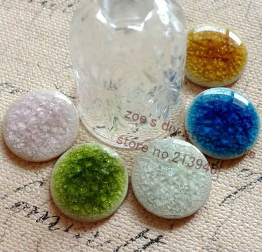 

23MM 15Pcs Mixed Colors Flat Base Crystal Glaze Ceramic Porcelain Beads Jewelry Findings Accessories