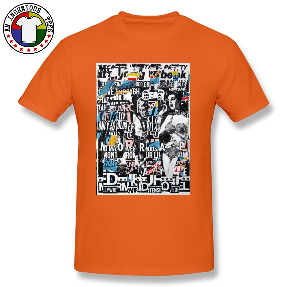 Printed On Clouds Punk T-Shirt Coupons Summer Autumn Short Sleeve O-Neck Tops Shirts Pure Cotton Men Street Tops Shirt Clouds Punk  orange