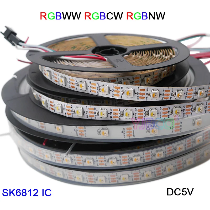 #cheap 1m 3m 5m DC5V 4 color in 1 SK6812 led strip RGBW+NW CW WW light tape 30 60 144 leds m IP30 IP67;addressablesimilar ws2812b