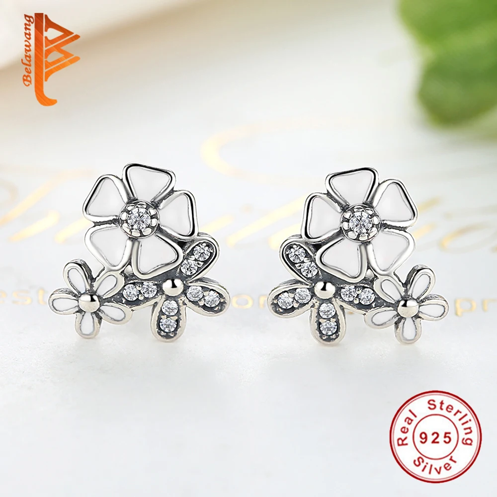 Женские серьги гвоздики из серебра 925 пробы с фианитом|flower stud earrings|stud earringsearrings white