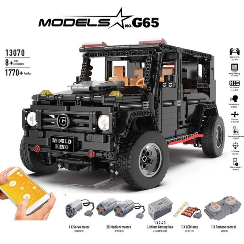

2.4G remote control electric off-road vehicle building blocks 13070Technic City Mercedes-Benz big G SUV car APP RC car blocksmit
