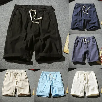 

KLV 2019 Men's Summer New Baita Flax Fashion Cotton Flax Shorts Comfortable Large Short 6.11