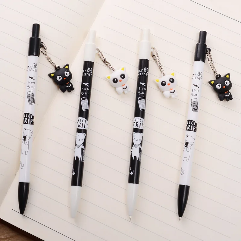 

48 pcs/lot 0.5 mm Black White Cat Pendant Mechanical Pencil Student Automatic Pencil School Office Supply Escolar Papelaria