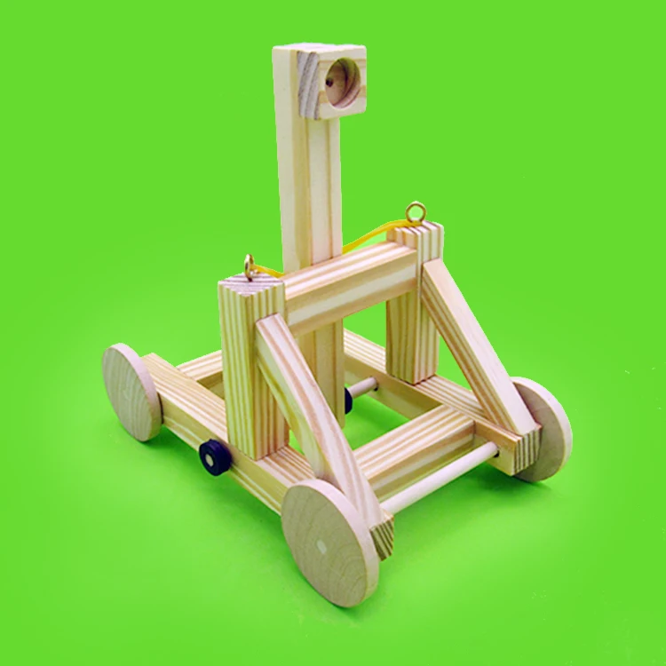 

1Set DIY Small Technology Production Wooden Catapult Children Gift Handmade Assembly Model Kit Wood Toy Chariot 16*10*14cm