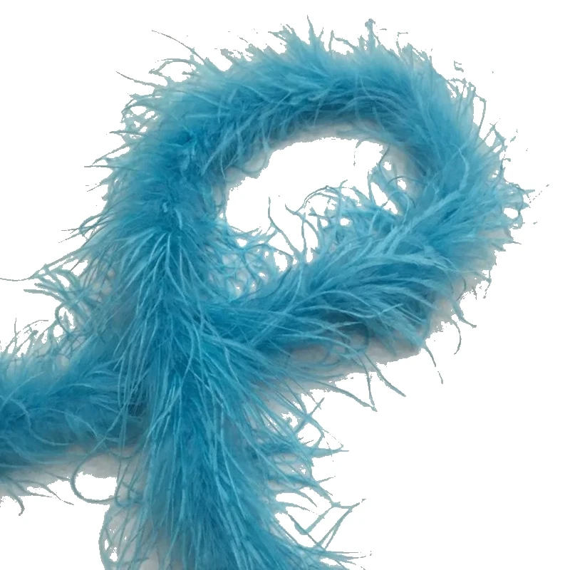 

free shipping 2 meter Turquoise blue Fluffy ostrich feather boa with Marabou feather inside