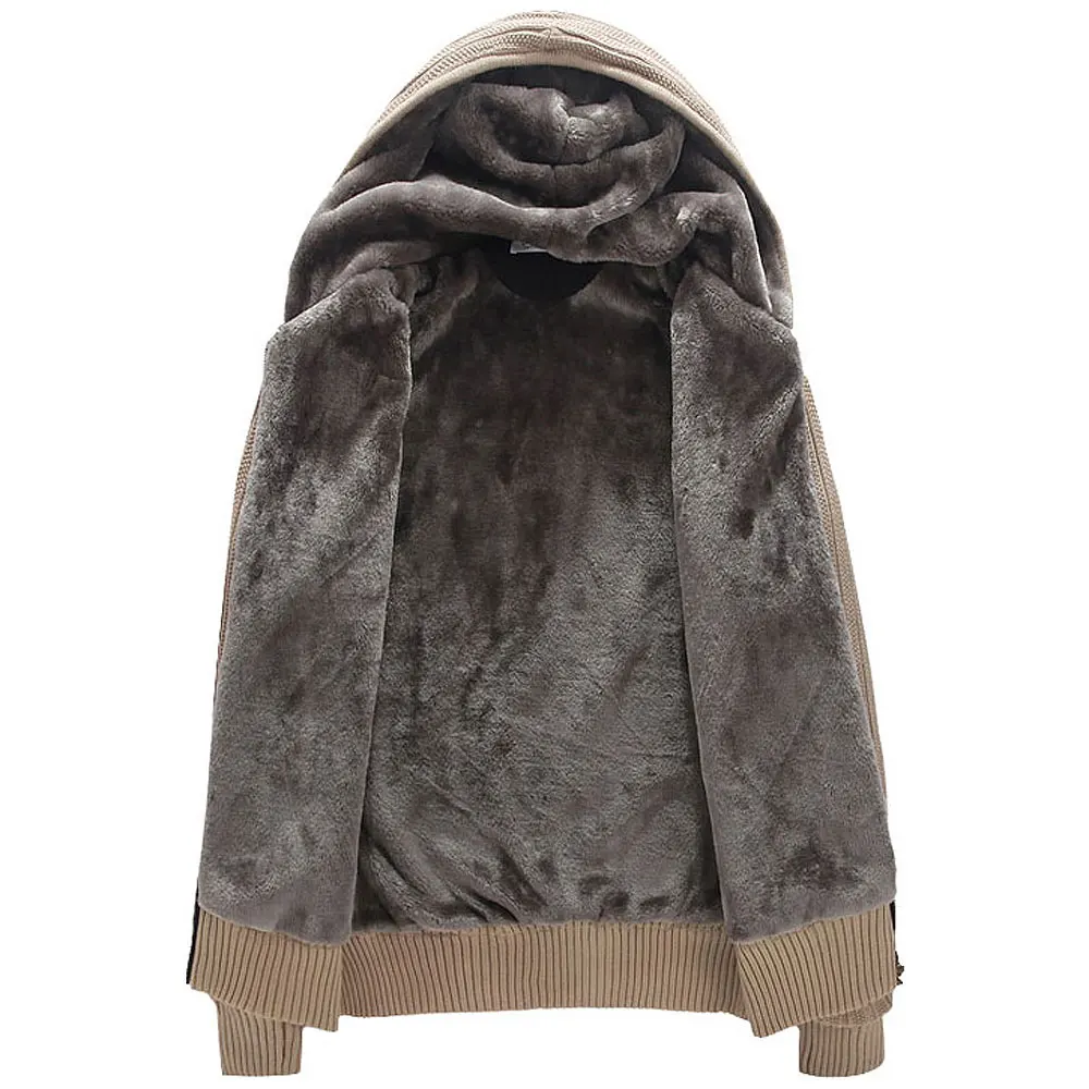 Casual Faux Fur Lining Knitted Sweater 
