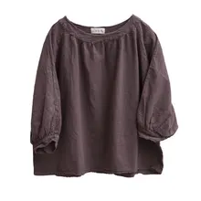 Весна новое поступление хлопок и лен футболка Для женщин Свободные Ретро футболки D813