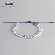 AMIU 6 мм Высокое качество прозрачные браслеты из бисера натуральный Бисер для мужчин и женщин восковой браслет дружбы из шнура натуральный камень бусины браслет