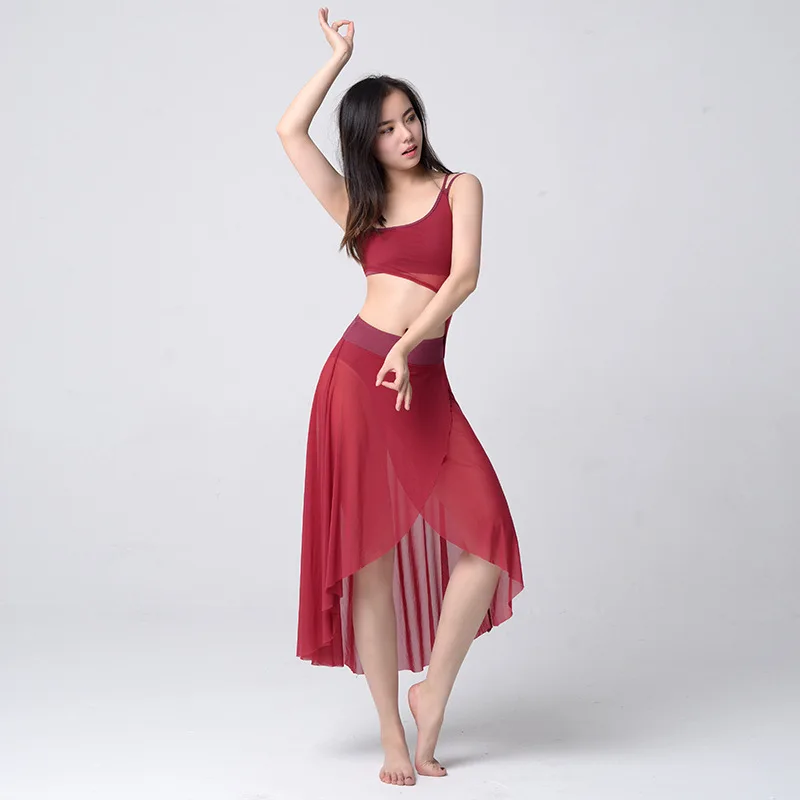 

2018 Women Sexy Fine Shoulder Strap Jumpsuit High-Quality Conjoined Skirt Yarn Skirt Women Belly Dance Ballet Yoga Clothing