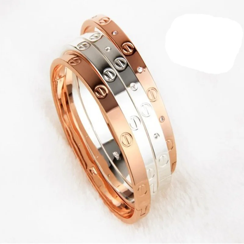 2016 Trendy Rose Gold Silver Bracelet for Women Bangle Lover Bracelet Jewelry Titanium Love Bracelet Bangle Pulseiras H0009
