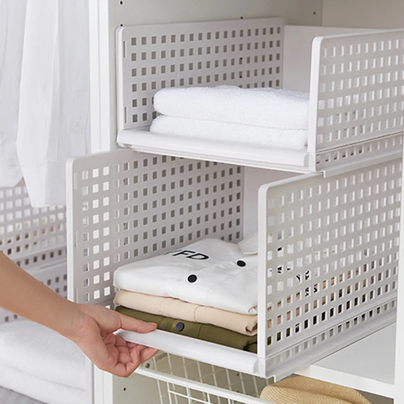 

Detachable Clothes Organizer Wardrobe Partition Board Rack Drawer Clothes Storage Box Bedroom Multi-Layer Stackable Storage Ra