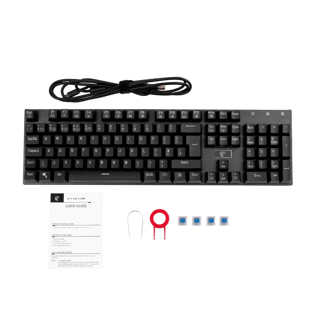 Z-88 LED RGB Backlighting Blue Switches Tactile Mechanical Keyboard For Gaming Typing 105 keys UK Layout