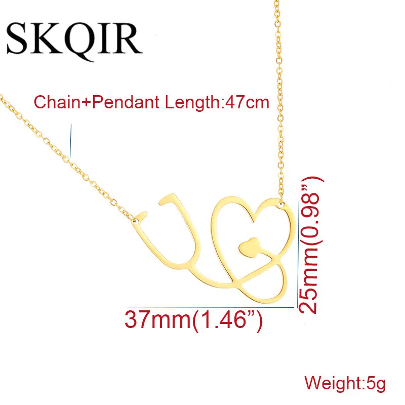 Ожерелье с полым сердцем Медицинская Подвеска стетоскоп для женщин из