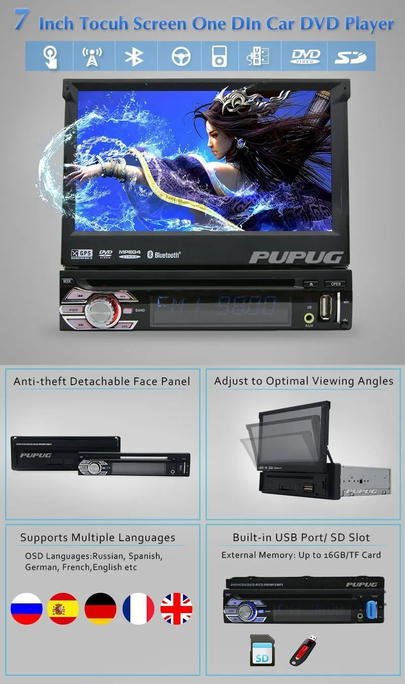 Best 1 Din Car Stereo GPS Navigation 1 Din Car DVD 7 Inch Car Radio Detachable Panel Car Headunit Bluetooth Steering Wheel control 1 Best 1 Din Car Stereo GPS Navigation 1 Din Car DVD 7 Inch Car Radio Detachable Panel Car Headunit Bluetooth Steering Wheel control 1