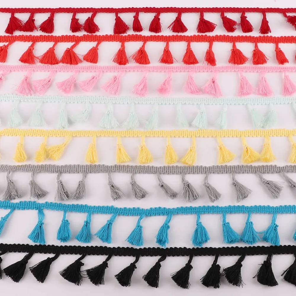 

5yards Polyester Tassel Pompon Frange Ribbon Lace Fabric Curtain Trims Decor Tablecloth Handmade Craft Sewing DIY Accessories
