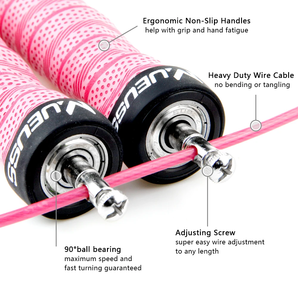 Профессиональная Скакалка высокое Скорость Регулируемая Скакалка для занятия спортом дома с Портативный сумка Скакалка противоскользящей ручкой для двойных под в розовом цвете