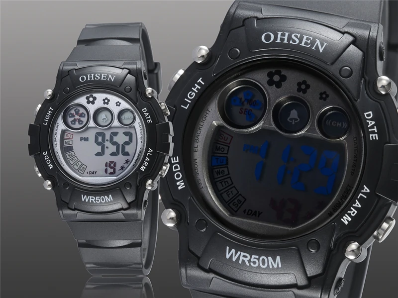OHSEN для мальчиков и девочек Лидирующий бренд часы наручные часы для мальчиков и девочек спортивные водостойкие наручные часы светодиодный