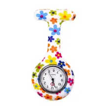 Цветной цветочный узор Силиконовые Медсестры Брошь Туника Брелок карманные часы из нержавеющей стали Циферблат
