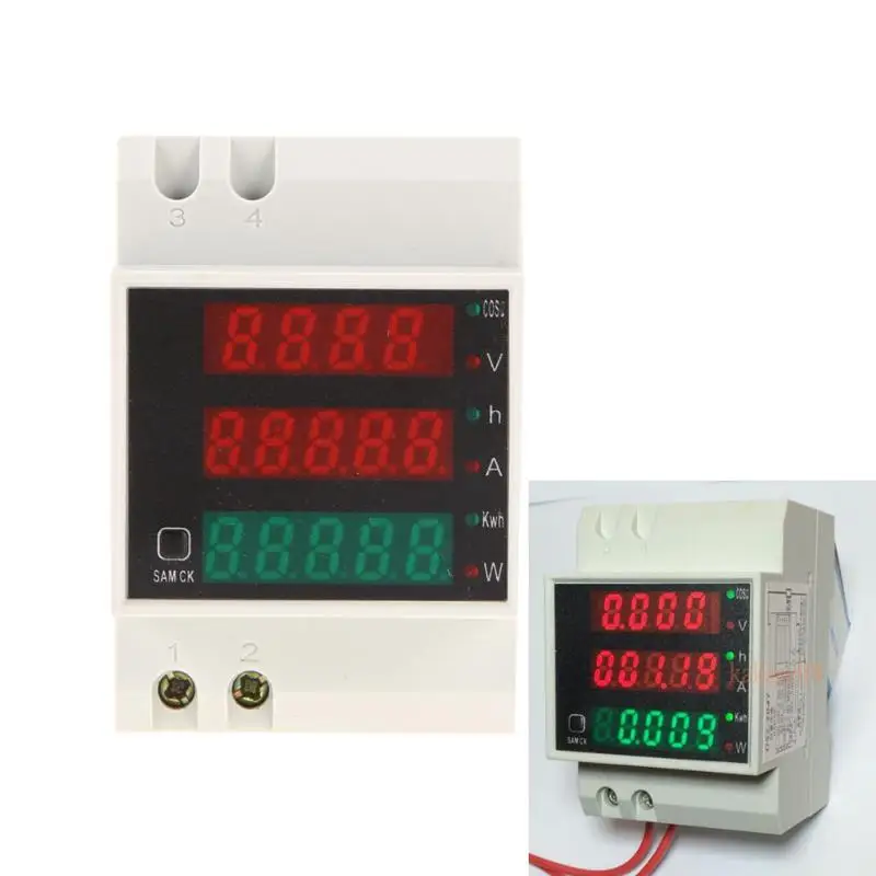 

Din rail Dual LED display Voltage and current meter Din-rail range AC 80-300V 0.1-99.9A Ammeter Voltmeter