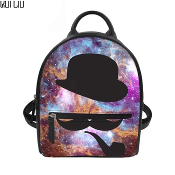 

Customized Backpack Women Funny Beard Printing Pu Leather School Backpack Teenager Girls Bookbag Mini Travel Shopping Mochila