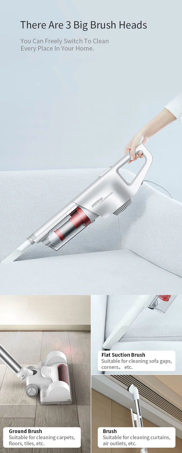 YOUPIN Deerma DX600S 600 Вт бытовой вертикальный Ручной пылесос Мощный антимит Многофункциональный Циклон пылесборник