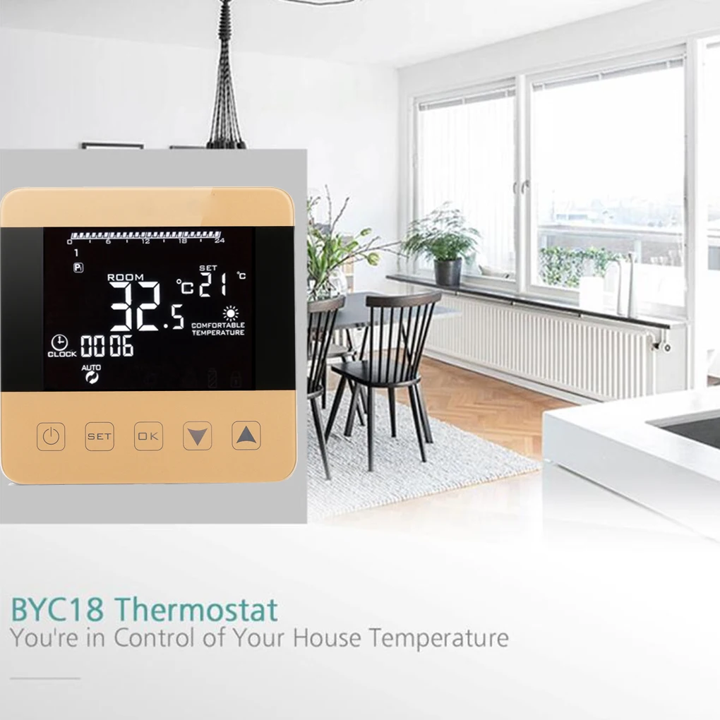 

Digital Water Floor Heating Thermostat Programmable Room Temperature Controller LCD Display 3A Touchscreen Thermostat