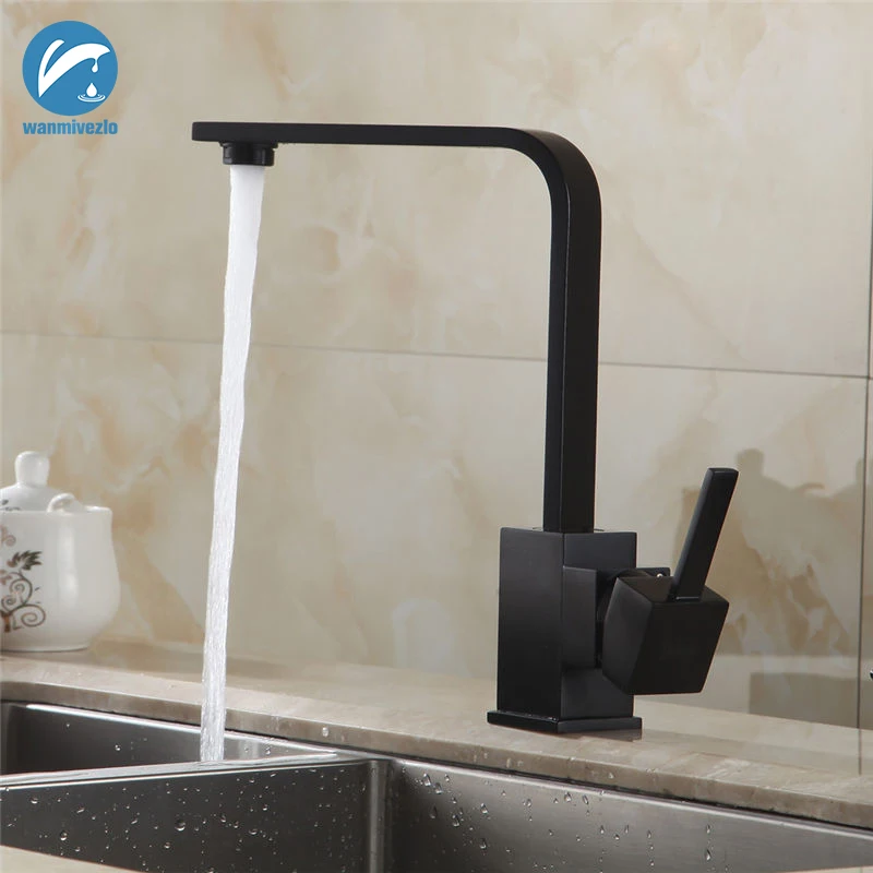 Kitchen Faucets Brass Kitchen Sink Water Faucet 360 Rotate Swivel Faucet Mixer Single Holder Single Hole Black Mixer Tap Kitchen Faucets Brass Kitchen Sink Water Faucet 360 Rotate Swivel Faucet Mixer Single Holder Single Hole Black Mixer Tap
