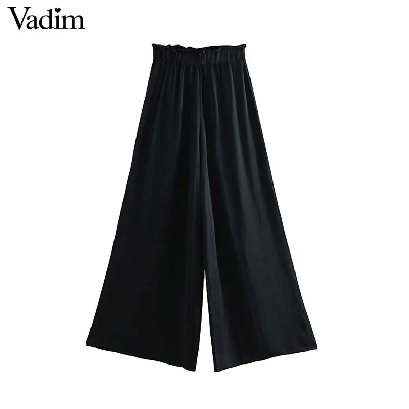 Vadim женские элегантные широкие брюки с эластичной талией, повседневные женские шикарные черные белые модные стильные длинные брюки mujer KA694