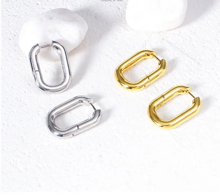 CSxjd Горячая простые металлические ветровые серьги латунные позолоченные овальные металлические серьги-гвоздики женские модные Гламурные серьги ювелирные изделия