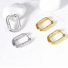 CSxjd Горячая простые металлические ветровые серьги латунные позолоченные овальные металлические серьги-гвоздики женские модные Гламурные серьги ювелирные изделия