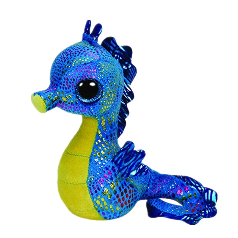 

6'' 15cm Beanie Boos Neptune - Seahorse Babies Plush Stuffed Doll Toy Collectible Soft Big Eyes Hippos Plush Toys S50