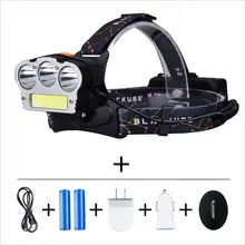 Newest Super Bright 7 mode CREE COB Headlamp Waterproof Headlight With Rechargeable Battery AC/Car/USB Charger For Camping