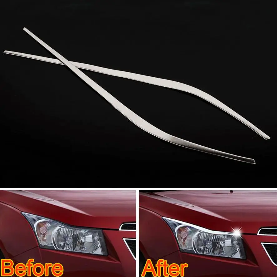 2x Car Styling Head Light Front font b Lamp b font Eyebrow Eyelid Cover Strip Trim