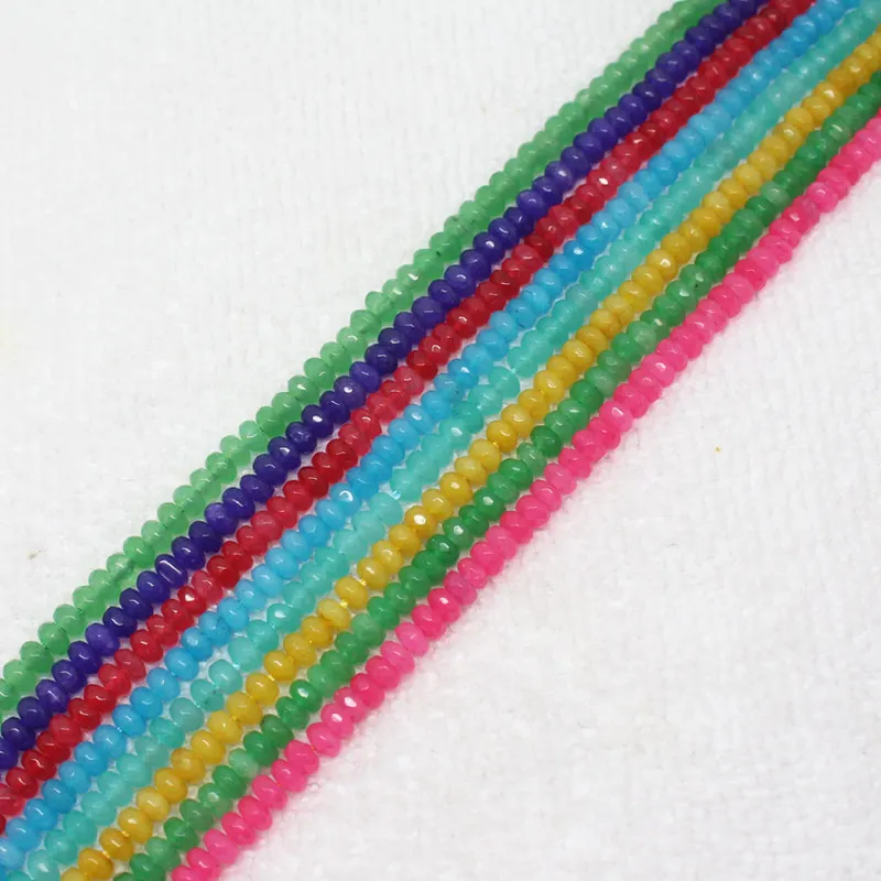 

2x4mm Faceted Multicolor Jades Rondelle abacus Bead DIY Loose Beads 15"
